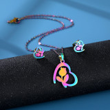 Stainless steel earring necklace set