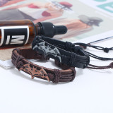 Braided cowhide alloy anime bat bracelet