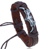Braided cowhide alloy anime bat bracelet