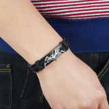 Braided cowhide alloy anime bat bracelet