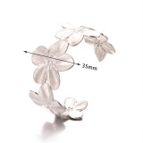 Stainless steel oil pressure opening wide cut geometric punch pattern bracelet