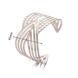 Stainless steel oil pressure opening wide cut geometric punch pattern bracelet
