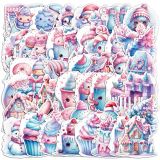 50 pieces of colorful Christmas graffiti stickers for doors, windows, refrigerators, computer decoration stickers, waterproof stickers