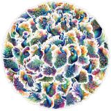 50 Fantasy Peacock Graffiti Sticker Mobile Computer Water Cup Decoration Sticker Creative Stationery Cartoon Sticker Waterproof Sticker