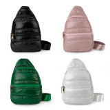 Down cotton jacket crossbody bag, fashionable and soft chest bag, outdoor sports backpack, zipper waist bag