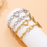 Valentine's Day Splice Chain Hollow love Heart Infinite Pendant OT Buckle Stainless Steel Bracelet