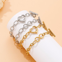 Valentine's Day Splice Chain Hollow love Heart Infinite Pendant OT Buckle Stainless Steel Bracelet