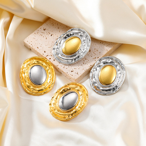 Alloy circular metal color matching earrings