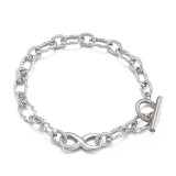Valentine's Day Splice Chain Hollow love Heart Infinite Pendant OT Buckle Stainless Steel Bracelet