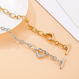 Valentine's Day Splice Chain Hollow love Heart Infinite Pendant OT Buckle Stainless Steel Bracelet