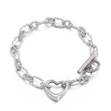 Valentine's Day Splice Chain Hollow love Heart Infinite Pendant OT Buckle Stainless Steel Bracelet