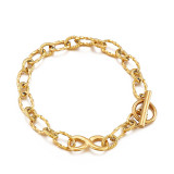 Valentine's Day Splice Chain Hollow love Heart Infinite Pendant OT Buckle Stainless Steel Bracelet