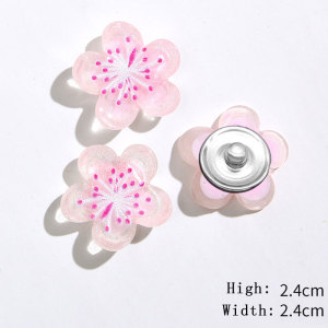 20MM sakura flowers Resin snap button charms