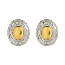 Alloy circular metal color matching earrings