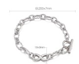 Valentine's Day Splice Chain Hollow love Heart Infinite Pendant OT Buckle Stainless Steel Bracelet
