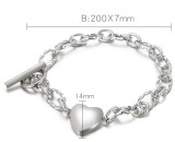 Valentine's Day Splice Chain Hollow Heart love Pendant OT Buckle Stainless Steel Bracelet