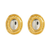 Alloy circular metal color matching earrings