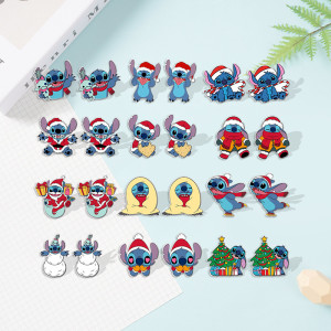 Christmas Cute Cartoon Animation Alien Baby Stitch Resin Earrings