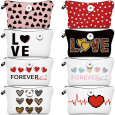 3D Printing Love Valentine's Day Travel Makeup Bag Multifunctional Wash Bag fit 20mm snaps chunks Snaps button jewelry wholesale