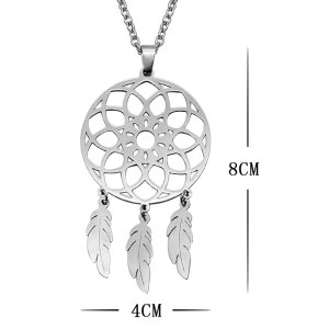 Stainless Steel Dreamcatcher Pendant  60CM Necklace