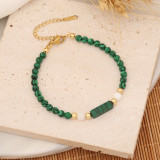 Geometric Natural Stone Beaded Shell Bracelet