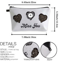 3D Printing Love Valentine's Day Travel Makeup Bag Multifunctional Wash Bag fit 20mm snaps chunks Snaps button jewelry wholesale