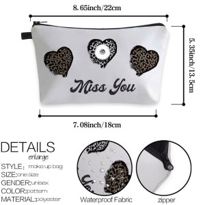 3D Printing Love Valentine's Day Travel Makeup Bag Multifunctional Wash Bag fit 20mm snaps chunks Snaps button jewelry wholesale