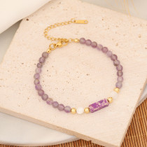 Geometric Natural Stone Beaded Shell Bracelet