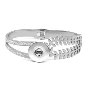 Stainless steel  Rhinestones Opening  Bracelets fit 20MM  Snaps button jewelry wholesale