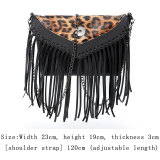 Spliced leopard print tassel chain single shoulder diagonal cross bag fit 20MM Snaps button jewelry wholesale