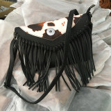 Spliced leopard print tassel chain single shoulder diagonal cross bag fit 20MM Snaps button jewelry wholesale