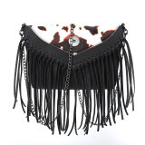 Spliced leopard print tassel chain single shoulder diagonal cross bag fit 20MM Snaps button jewelry wholesale
