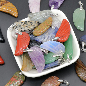 1pcs Natural crystal agate wing pendant