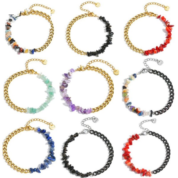Stainless steel crushed stone bracelet