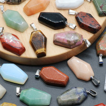 1pcs Natural Crystal Mini Coffin Board Pendant Halloween Fun Decoration