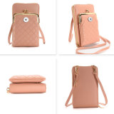 Vertical mini bag with diamond grid single shoulder crossbody phone bag fit 20MM Snaps button jewelry wholesale