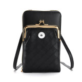 Vertical mini bag with diamond grid single shoulder crossbody phone bag fit 20MM Snaps button jewelry wholesale