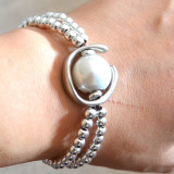 Vintage alloy pearl leather handmade beaded bracelet