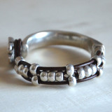 Bohemian style double-layer splicing small daisy silver leather PU bracelet splicing