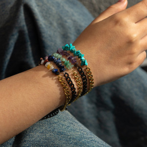 Stainless steel crushed stone bracelet