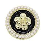 23MM Metal pearl flower snap button charms