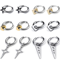Stainless steel Star Cross Geometry earrings