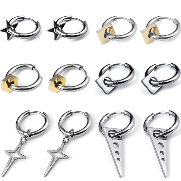 Stainless steel Star Cross Geometry earrings