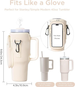 Stanley 40 oz (approximately 1134.0 ml) flat bottomed cup with handle chloroprene water bottle holder bag