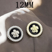 12MM Metal  flower pearl snap button charms