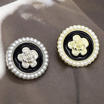 23MM Metal pearl flower snap button charms