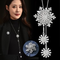 Christmas snowflake sweater chain with swirling tassels long necklace