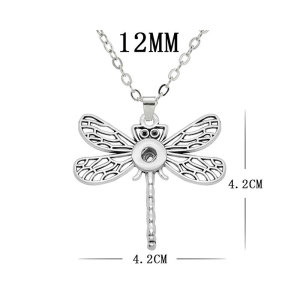 dragonfly  Metal Pendant 60CM Necklace fit 12MM Snaps button jewelry wholesale