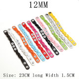 Knitted leather colored bracelet with adjustable retro leather bracelet fit 12MM Snaps button jewelry wholesale