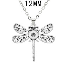 dragonfly  Metal Pendant 60CM Necklace fit 12MM Snaps button jewelry wholesale